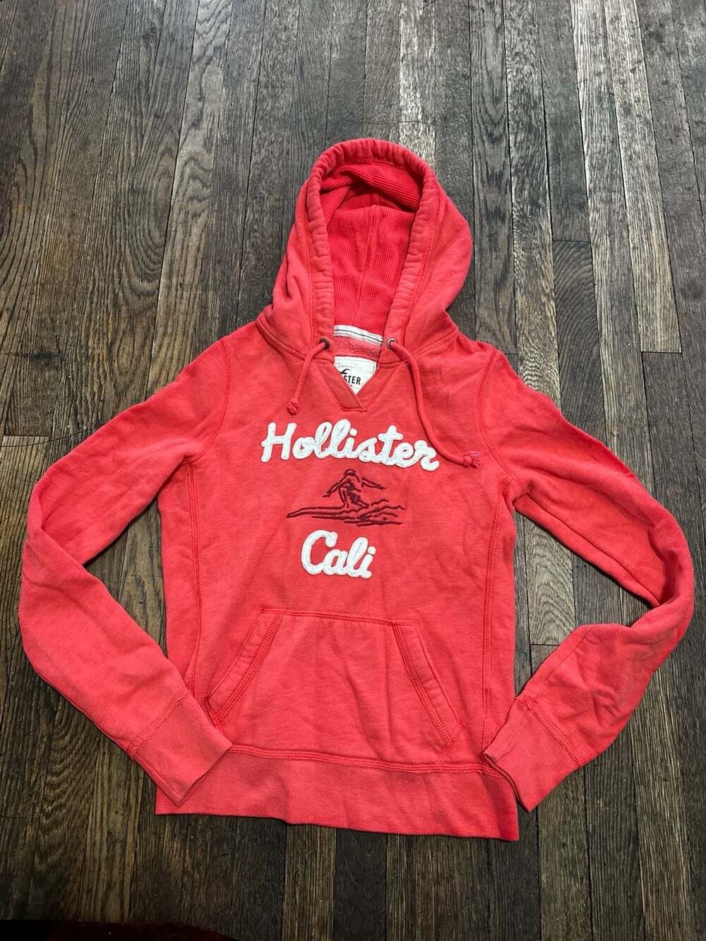 Vintage Y2K Hollister California Orange/Red Graphic Hoodie Size M